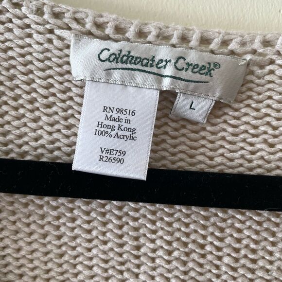 Coldwater Creek Chunky Knit Cardigan Women's Large Cream - Picture 4 of 4